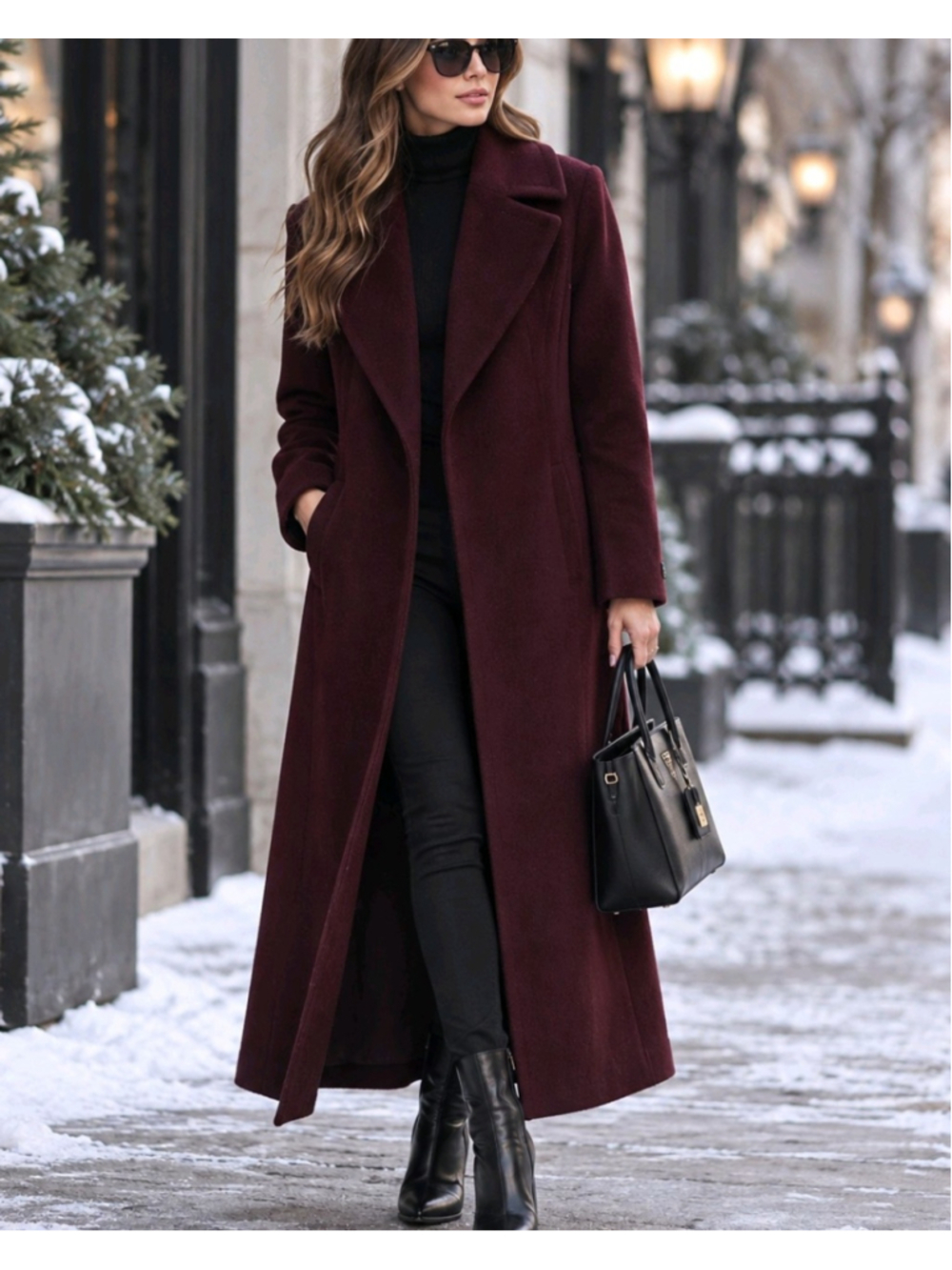 NWT Forecast Boston Wool Blend Coat Burgundy Tailored Longline Old Money $420